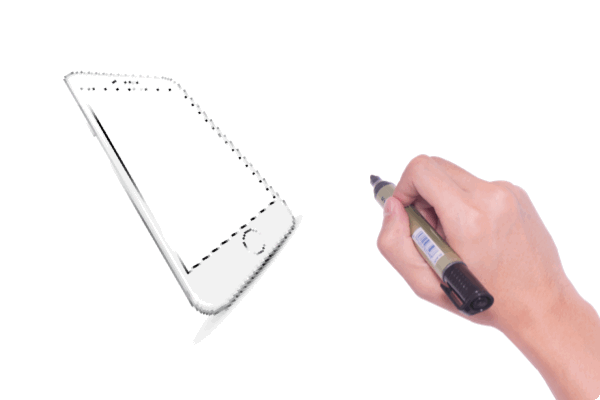 GIF sequence of a pen dragging across a mobile device
